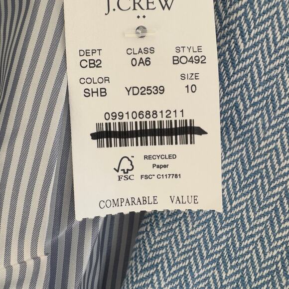 J. Crew Linen Blend Herringbone One-Button Blazer Jacket Long Sleeve Size 10 NWT - Picture 11 of 12